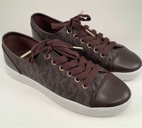 michael kors brown leather crossover shoes|Michael Kors brown sneakers.